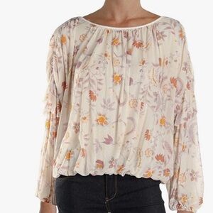 Free People Women’s Blouse Size Medium Wild Flower Honey Blouse Peasant Top Boho